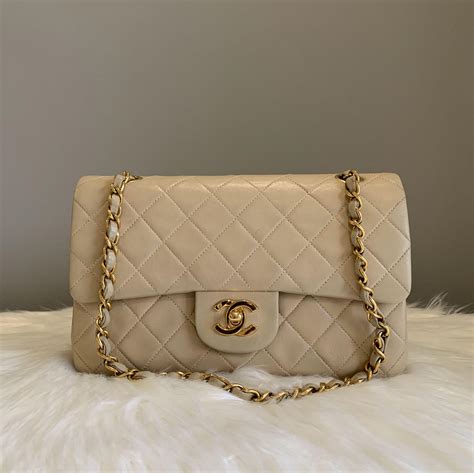 chanel beige small classic flap|More.